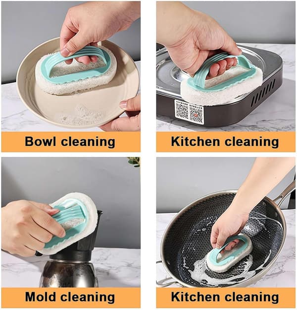 Handled Sponge Brush Blue Soft Magic Sponge Eraser Cleaning Bathtub Ceramic Tile Cleaning Tool Kitchen Tool Grey Grey