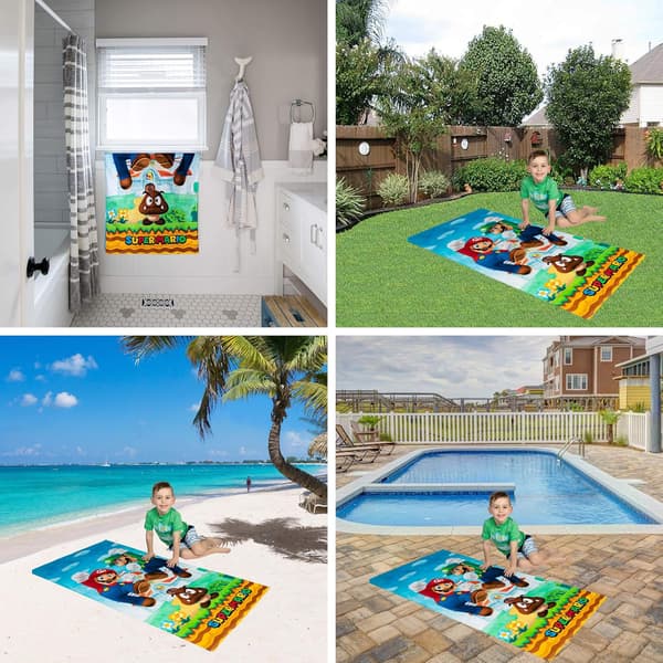 1 stk. Håndklæde til børn i superblød bomuld, bad/pool/strand, 75 x 150 CM