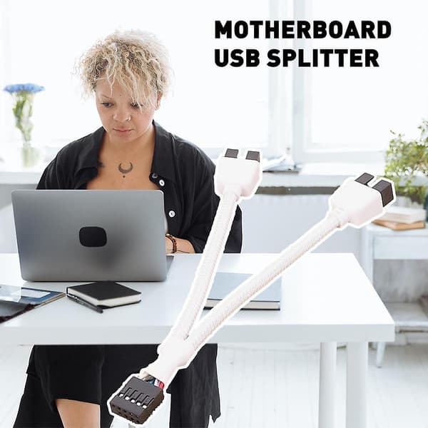 Bundkort 9-bens USB-hoved til dobbelt USB2.0 9-bens splitterhub-forlængerkabel