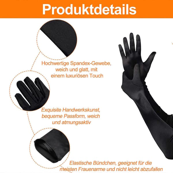 Etikettehandsker, lange handsker, sorte (FMY)