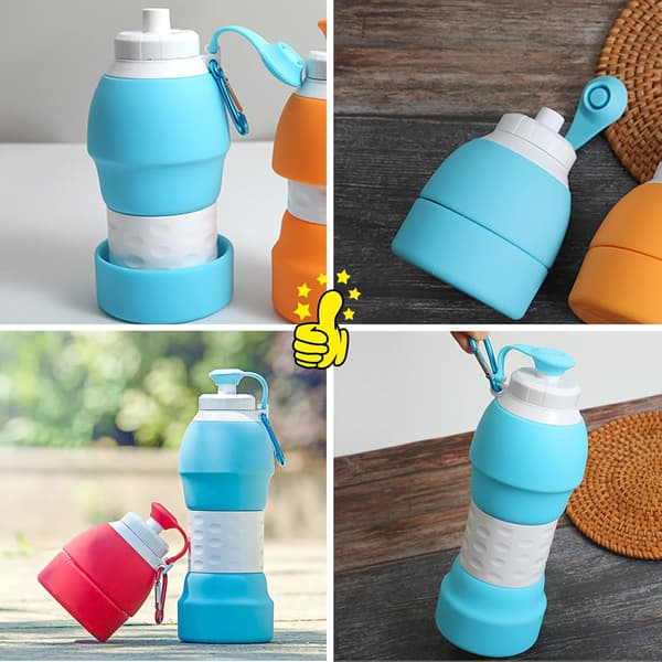 580 ml, Squeeze Bottle, Flexible Foldable Reusable Water Bottle, Collapsible Sports Bottle, Foldable Silicone Water Bottle