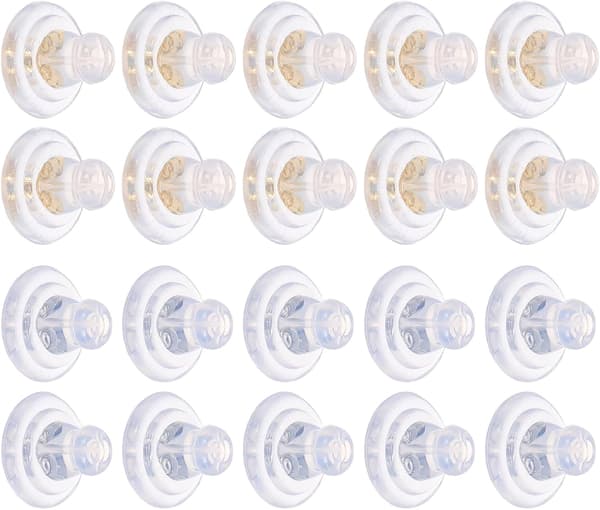 20 Pieces Silicone Earring Backs, Soft Ear Plugs in Copper and Silver
