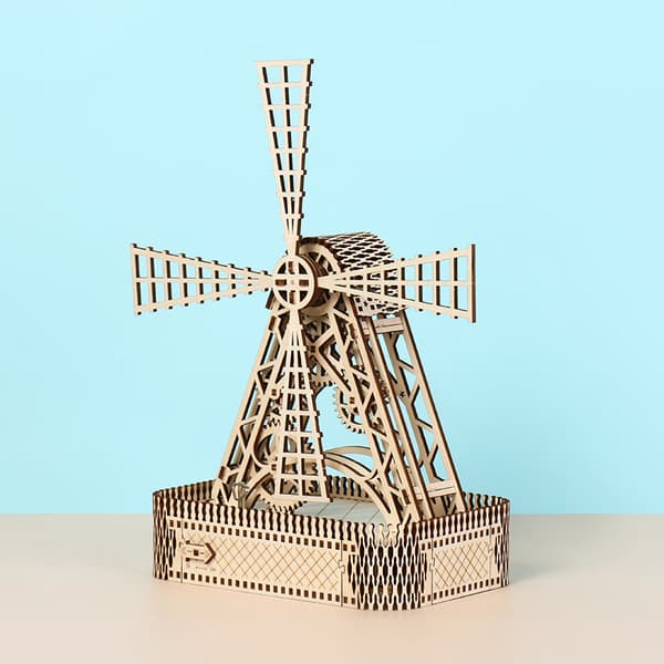 3D tredimensjonalt puslespill montering leketøy DIY kreativ tre vindmølle leketøy skrivebordsdekorasjon