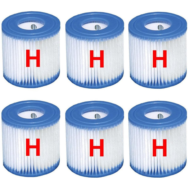 til Intex Poolfilter 6 Stykker til Intex Poolfilterpatron Type H til Intex Type H Pumpefilter Poolfilter Filter Svømning 29007/29008