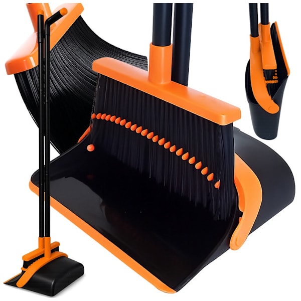 Dustpan and Brush Set with Long Handle, Foldable 1200