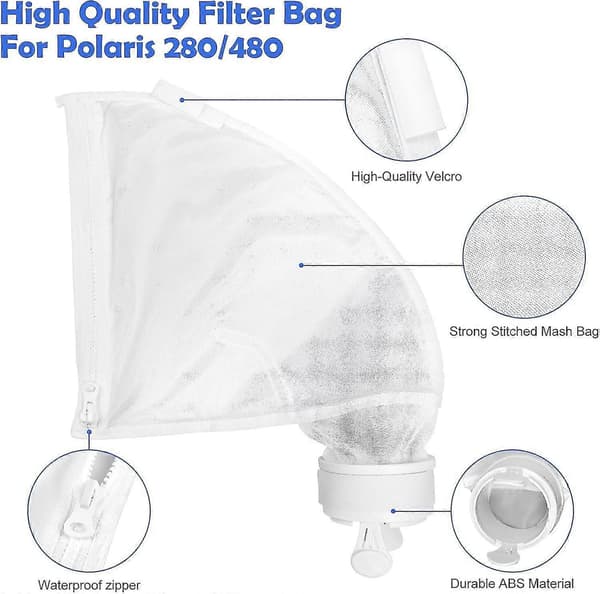 Nylon Pool Cleaner Bags for Polaris 280 or 480, Versatile Mesh Bags (2 Pack)