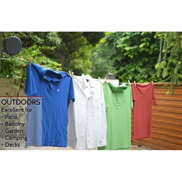 12m Retractable Clothesline - 16 kg Load Capacity - Easy Wall Mounting - For Balconies, Patios and Camping - Length: 18cm / Width: 16cm / Height: 5cm