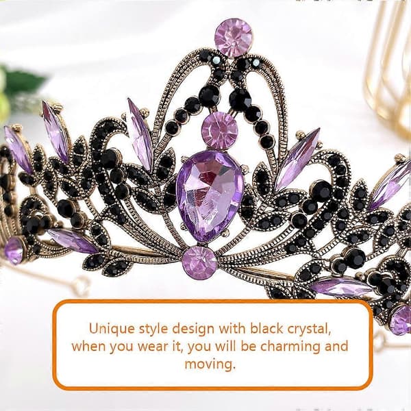 Løvkronebryllupstiara for dekorasjon med lilla rhinestones Bursdagshodebånd[DB]