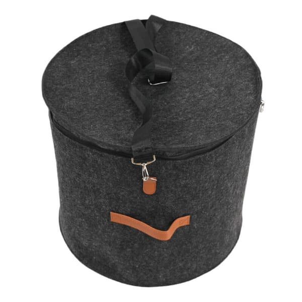 Round Hat Storage Box - Foldable Hat Box with Lid for Stuffed Clothes and Pet Toys, Portable Organizer Box Dark Grey