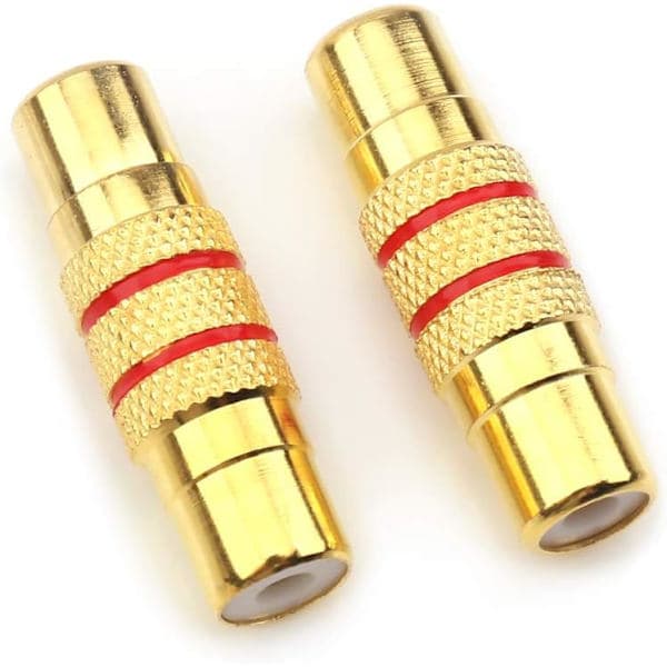 Female to RCA Female Interconnect Coupler Adapter, with Gold-Plated Housing for Mixer Amplifier Cable Link - 2-Pack