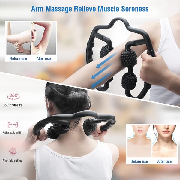 Roller Massager Double Angle 3D Foam Axle 360 Muscle Roller for Legs, Waist, Forearm, Neck, Fit Roller