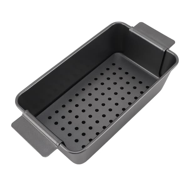 Rektangulær røykfri non-stick multifunksjonell grillpanne av karbonstål med hull og doble ører