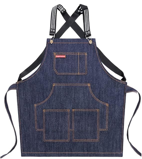 Denimforkle for menn Hagearbeid Servitører Arbeid Kjøkkenforkle Kvinner B DXGHC