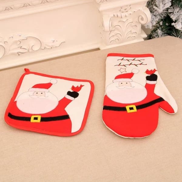 Christmas Placemat Oven Mitts Kitchen Insulation Mats Baking Tools Insulation Mat Christmas Decoration