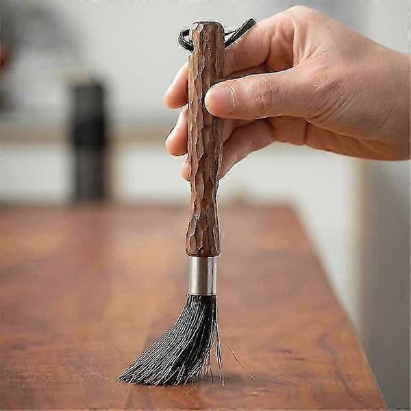 Professional Coffee Brush, Coffee Grinder Brush with Natural Bristles, Espresso Brush with Walnut Handle