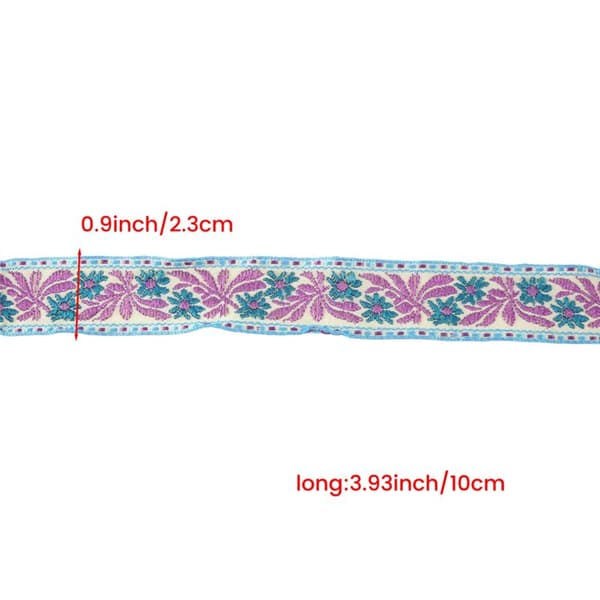 Blommig broderad jacquardband vävd spetskant för kläder, väskor, gardiner, sömnad, spetstyg, stil B