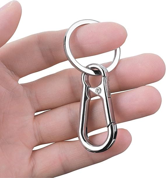 Metal Keychain Carabiner Key Ring Key Chain Clips Hook Holder Organizer for Unisex, 4-Pack, Silver