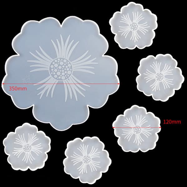 DIY blomsterbrettform 1 stor + 5 små blomsterformer kombinasjon