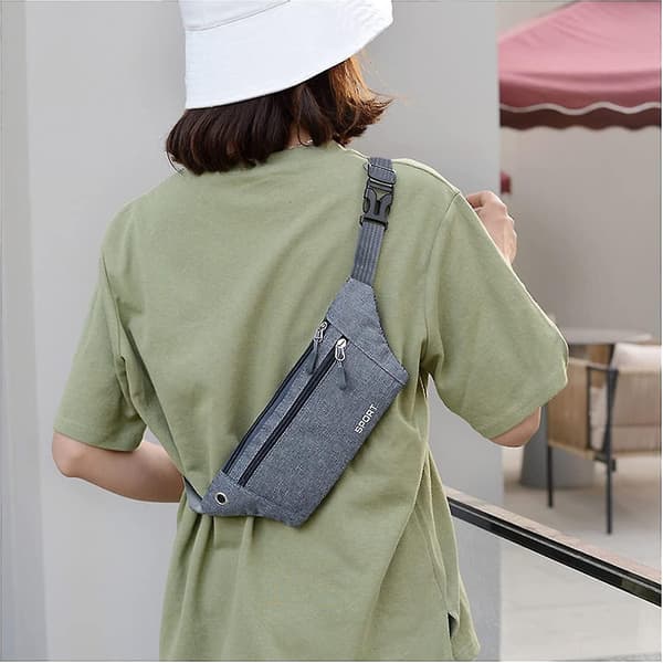 Waterproof Waist Bag with Large Capacity and Adjustable Strap, Lightweight with Headphone Jack (Grey)