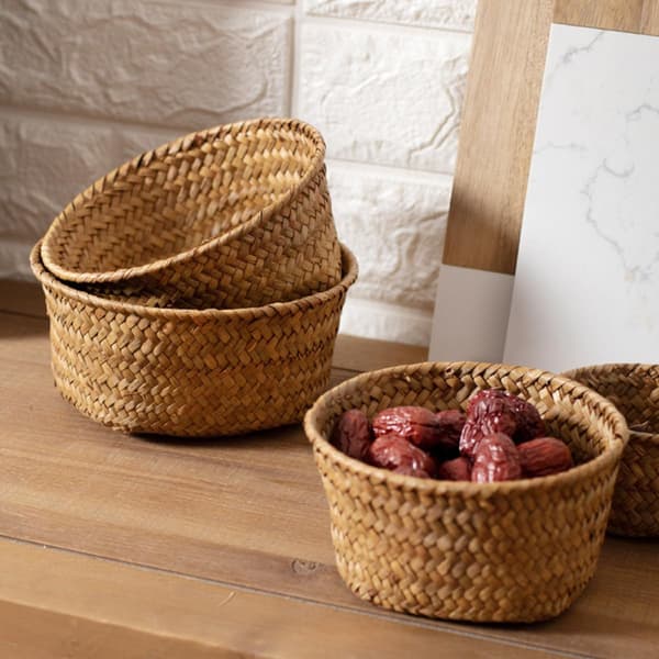 Comfortable Bread Basket Woven Basket Seaweed Material Multifunctional Fruit Holder