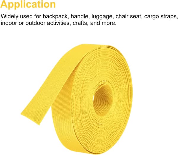 Flad Nylon Webbing Rem 1 Tomme 15 Yards Gul til Rygsæk, Lastrem, Bagagebærer Gold 0.6"