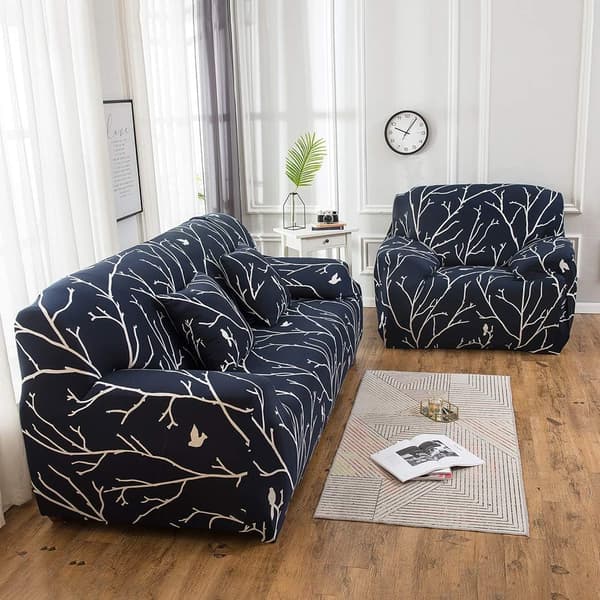 2-seater Sofa Cover Printed Stretch Sofa Cover Polyester Spandex Furniture Protector
