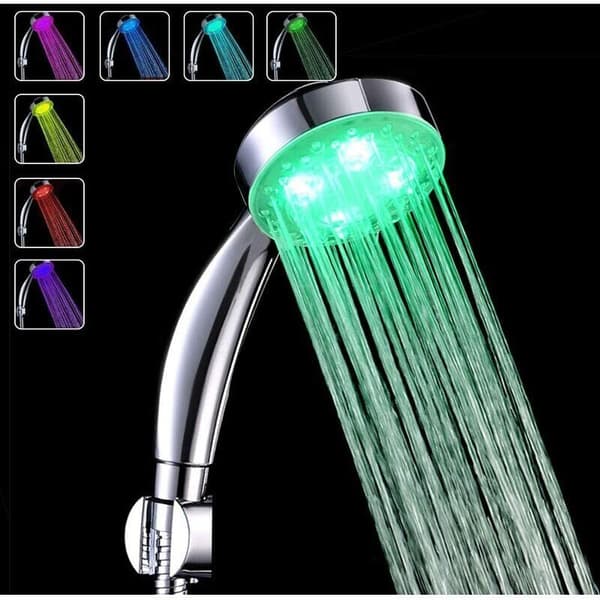 LED-brusehoved med farveskift, 7 farver håndbruser LED-brusehoved badeværelsesbrusehoved, LED-brusehoved højtryksvandbesparende spray KLB