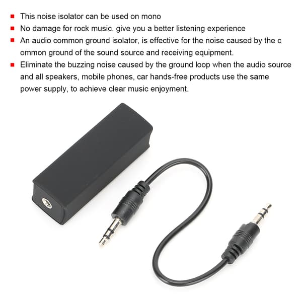 Ground Loop Noise Isolator for Home Stereo Car Audio with 3.5mm/0.1in Audio Cable