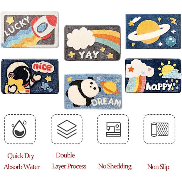 Cartoon Style Bathroom Mat, 50 x 80 cm, Super Absorbent Floor Mat, Quick-Drying Non-Slip Shower Mat