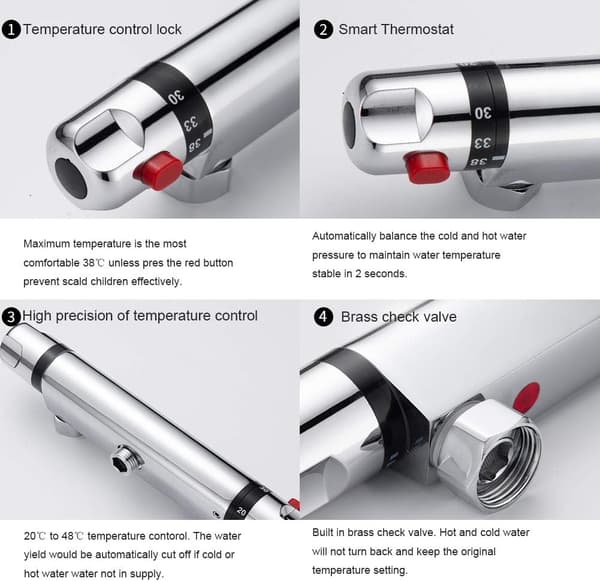 Termostatisk bruseblander - Krom