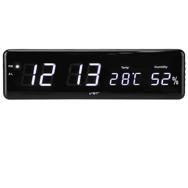 LED Digital Väggklocka Stor Skärm Elektronisk Sovrum med Termometer Hygrometer Skrivbordsklocka Bordsur Grön
