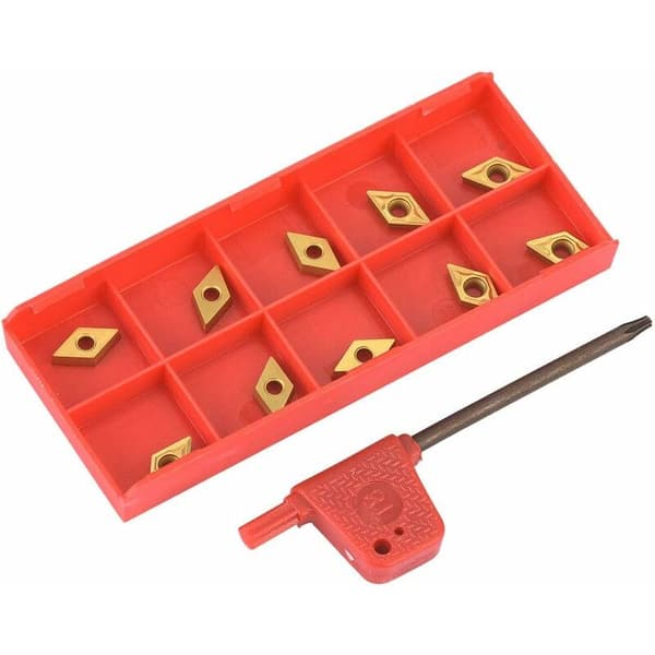 Carbide Insert Blades - 10 Pcs DCMT070204 US735 DCMT21.51 CNC Coated Carbide Insert Blade Lathe Tool with Wrench