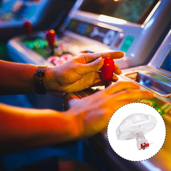Starts Arcade-knapper ABS Gennemsigtighed Ottekantet boks Konveks rund til Spillekonsol DC 12V Hvid