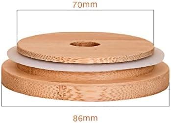 4-pack 86 mm bred öppning Bambu Mason Jar Lock med Sugrörshål Återanvändbara Bambulock Läcksäkra Glas Konserverings Dricksförvaringsburkar Lock