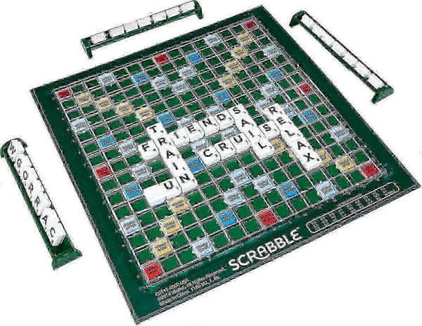 Deluxe Scrabble-set med låsbara brickor för familjekul