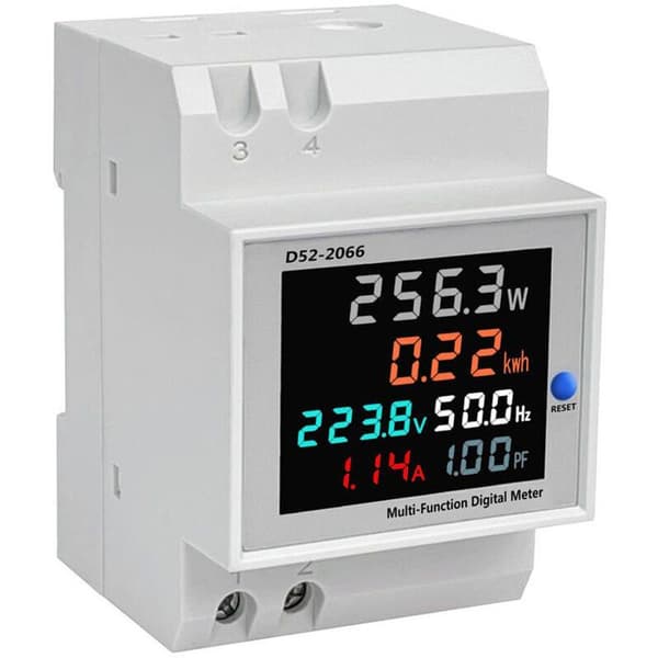 D52-2066 Strömförbrukningsindikator, Watt-timmesmätare 220V AC40–300V DIN-skena Multifunktion