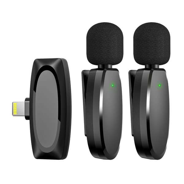 Trådløs Lavalier-mikrofon til iPhone iPad, Mikrofon trådløst kit til Vlog, TikTok, Live, Facebook, YouTube, Interview og optagelse, Ingen APP Bl