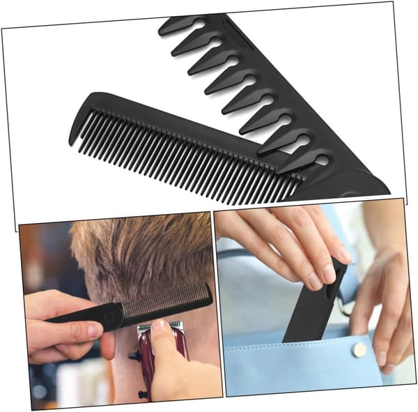 Sammenklappelig oliekam til mænd Bærbar sort kam med brede tænder til rejser og skægstyling