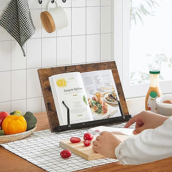 Folding Cookbook Stand, Recipe Book Holder with Clips