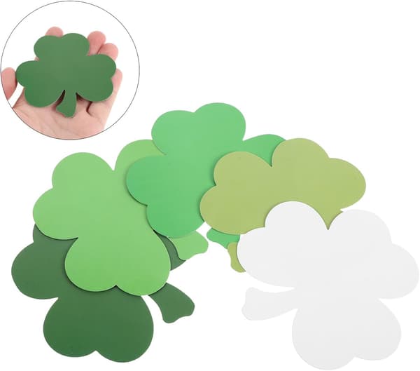 St Patrick's Day Classroom Decorations 50 Pcs Clover Shaped Writeable Cards