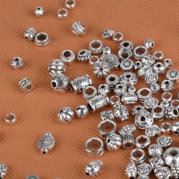 100g Silver Spacer Beads Round Antique Tibetan Spacer Beads Meta