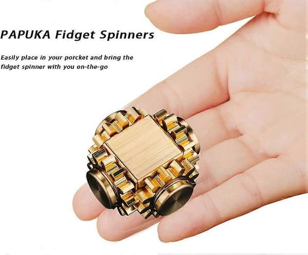 Fidget Spinner-legetøj i rent messing med kubisk gearkobling, DIY EDC-metalmeditation B