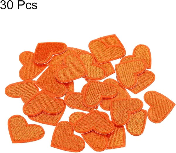 Hjerteformede strykemerker oransje 30-pakning 2,5 cm x 2 size_name 4mm x 35mm x 40mm