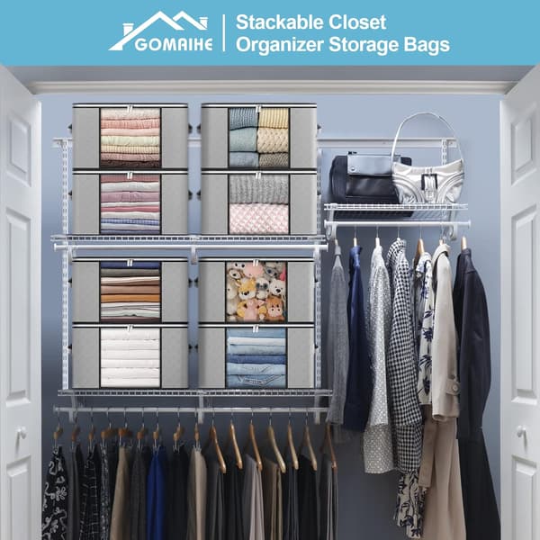 Large Clothes Storage Bags 6-Pack, Storage Bins with Lids, Reinforced Handle Moving Boxes, Closet Organizer for Comforters Bedding Clothes