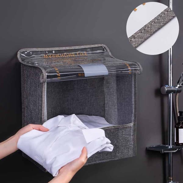 Bedroom, Clothes Storage Box, Bathroom, Hanging Folding Multifunctional Storage and Finishing Box, Grey