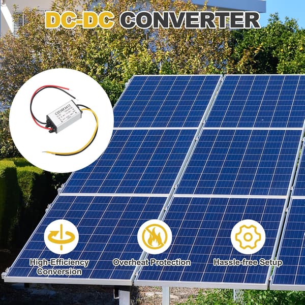 2 stk DC 24V til 12V strømomformer 3A 36W spenningsreduksjon IP67 transformatorforsyningsmoduladapter for bil lastebil solsystem Golden Tone