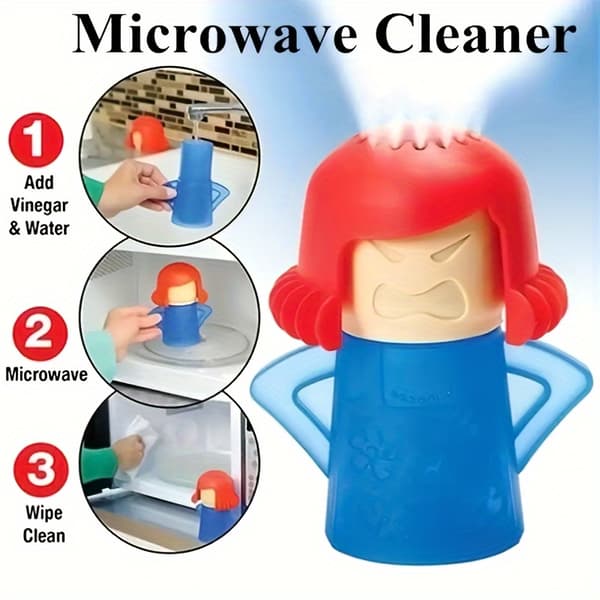 Angry Mama Microwave Cleaner - Steam Cleaning Tool for Kitchen and Refrigerator Style Blue Style Blue