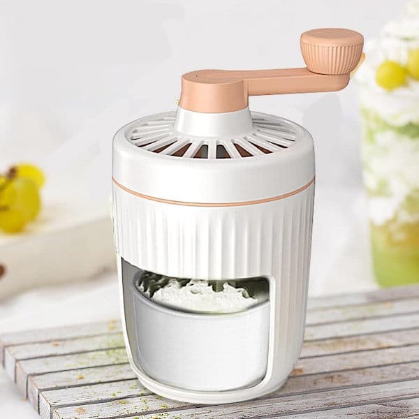 Manual Rotary Slush Machine, Slushie Machine with Ice Cube Tray, Handheld Ice Crusher with Crank Handle, BPA-Free