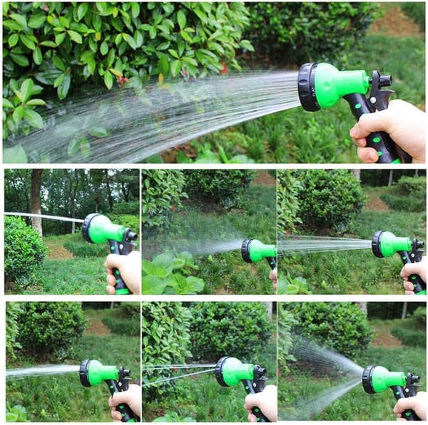 15M Garden Hose Pipe Expandable Garden Coil Hose Spray Hoses Coil 5 Function Pipe Reel Water Spray Nozzle
