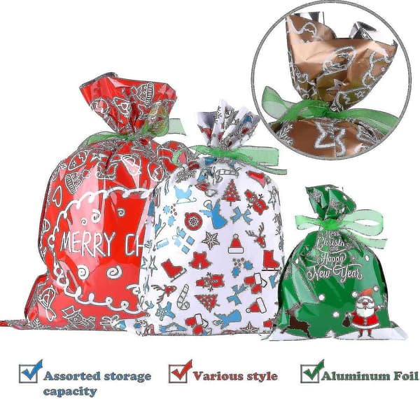 Julklappspåsar Presentinslagning Blandade Presentstilar Påsar Med Band För Julinslagning